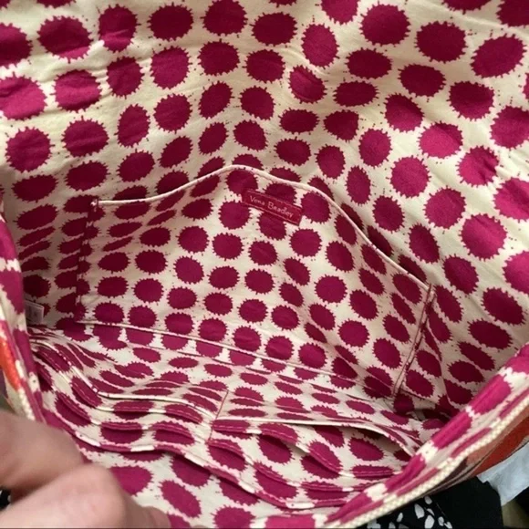 Vera Bradley wristlet clutch bag fringed summer fun red tan - Picture 6 of 6